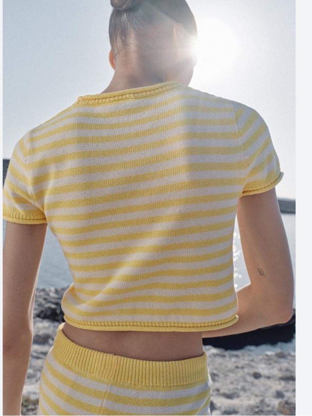 Zara Striped Yellow and White Knit Crop Top - Women's - Picture 4 of 4